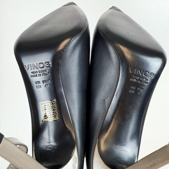 Vince Armon Ankle Strap Mule Pointed Toe Stiletto Heel Black Gray - 9.5 41 - Picture 7 of 9